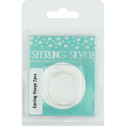 Sterling Silver 25mm Earring Hoops 2Pcs