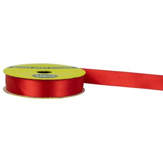 RIB 15MM POLYESTER SATIN RED 6M