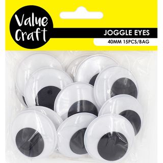 CRAFT JOGGLE EYES 40MM ROUND LARGE 15PCS