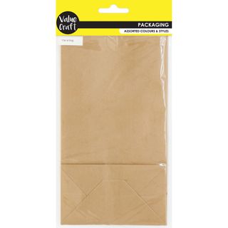 BAGS W GUSSET PAPER 21X12X8CM BROWN 10PC
