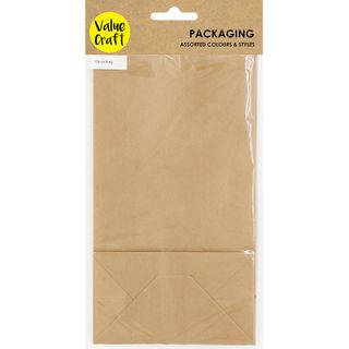 BAGS W GUSSET PAPER 21X12X8CM BROWN 10PC