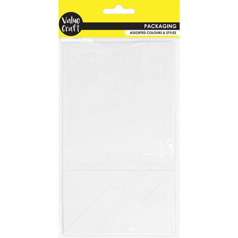 BAGS W GUSSET PAPER 21X12X8CM WHITE 8PC