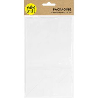 BAGS W GUSSET PAPER 21X12X8CM WHITE 8PC