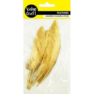 FEATHER GOOSE METALLIC GOLD 6PCS