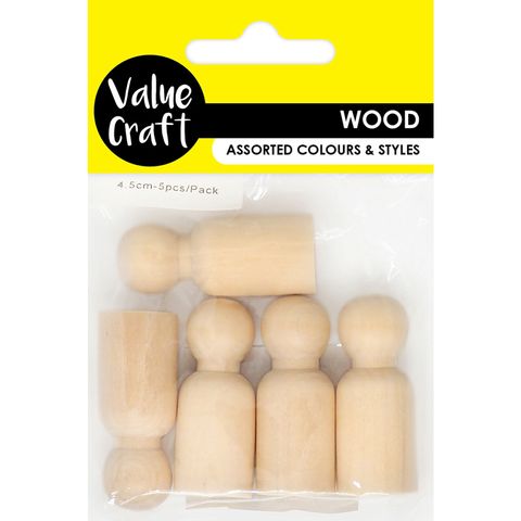 CRAFT WOOD PEOPLE 4.5CM NAT 5PC