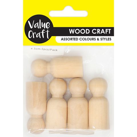 CRAFT WOOD PEOPLE 4.5CM NAT 5PC