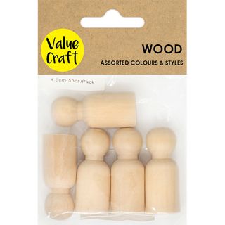 CRAFT WOOD PEOPLE 4.5CM NAT 5PC