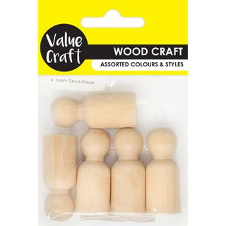 CRAFT WOOD PEOPLE 4.5CM NAT 5PC