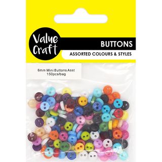 Button 6Mm Mini Multi Asst 150Pc