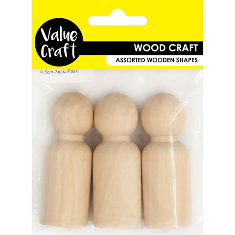 CRAFT WOOD PEOPLE 6.5CM NAT 3PC