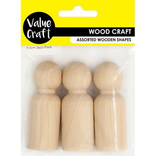 CRAFT WOOD PEOPLE 6.5CM NAT 3PC