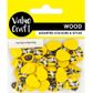EMB WOOD BEES ASST 15MM YLW-BLK 40PC