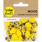 EMB WOOD BEES ASST 15MM YLW-BLK 40PC