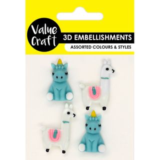 EMB RESIN UNICORN-LLAMA 4PC