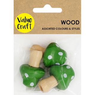 CRAFT WOOD 4CM MUSHROOM GREEN 3PC