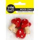 CRAFT WOOD 4CM MUSHROOM RED 3PC