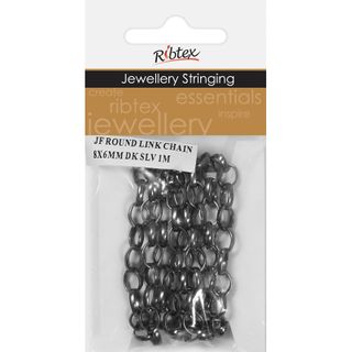 Chain Twisted Round Link 8x6mm Silver 1m