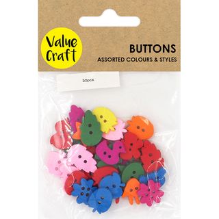 BUTTON 1-1.5CM KIDS ASST BRIGHTS 30PCS