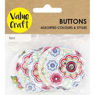 Buttons Floral Buttons Multi 5cm 5pc