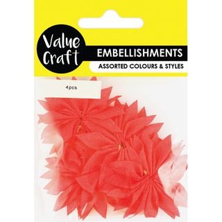 Flower Chiffon Coral Embellishments 4Pc