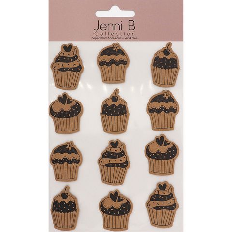 Jenni B Cupcake Print Natural Kraft 12Pc