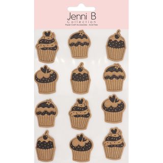 Jenni B Cupcake Print Natural Kraft 12Pc