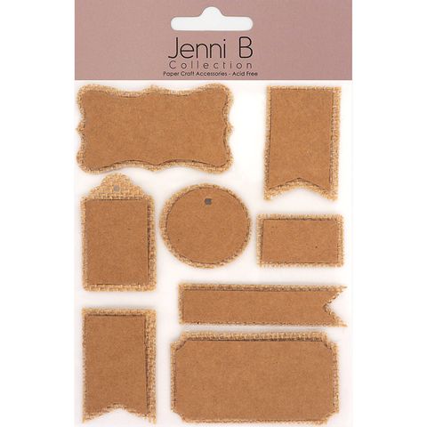 Jenni B Tags Multi Burlap Kraft 8Pcs