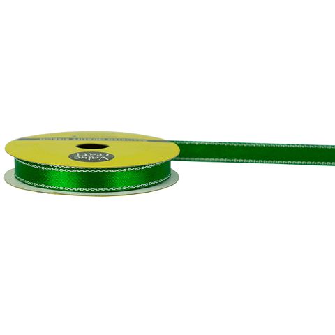 RIB POLY SATIN 10MM W-SLV EDGE GREEN 8M