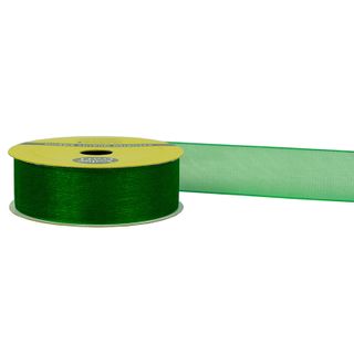 RIB 22MM WOV EDGE ORGANZA GREEN 7M