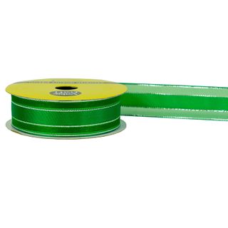 RIB 22MM SATIN SHEER EDGE GREEN-SLV 4M