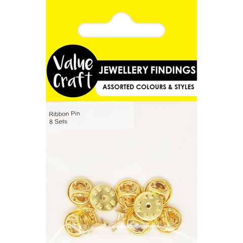 Ribbon Pin Set Gold 11mmx8mm 8pairs