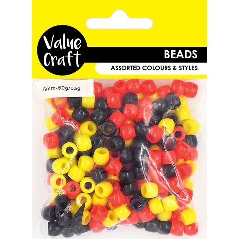 PONY BEADS 6MM RYB MIX 50G