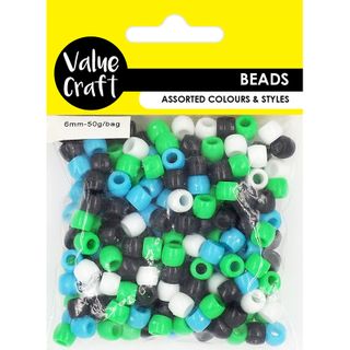 PONY BEADS 6MM BWGB MIX 50G