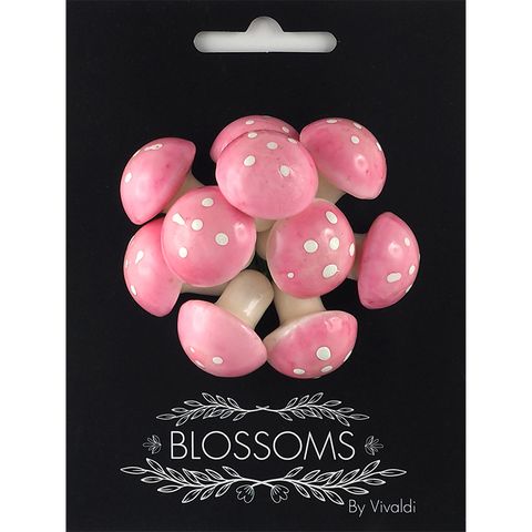 FOAM MUSHROOM PINK-WHT 10pcs