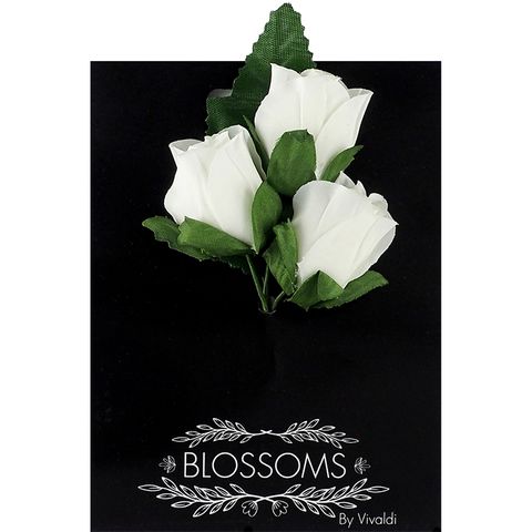 Closed Rose Head 30Mm Ivory 3Pc