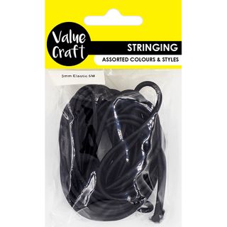 String Elastic Cord Black 3mmx5m 1pc