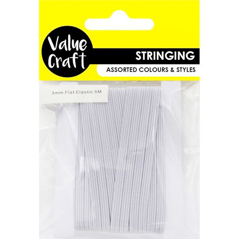 CRAFT ELASTIC FLAT 3MM WHTE 5M