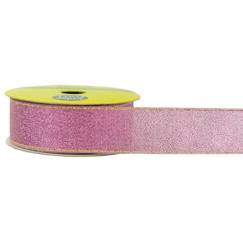 RIB NYLON TAFFETA 25MM METALLIC PINK 3MT