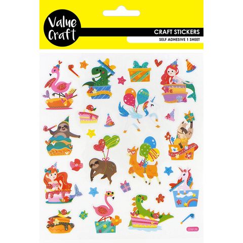 CRAFT STICKER PARTY ANIMALS ASST 1 SH