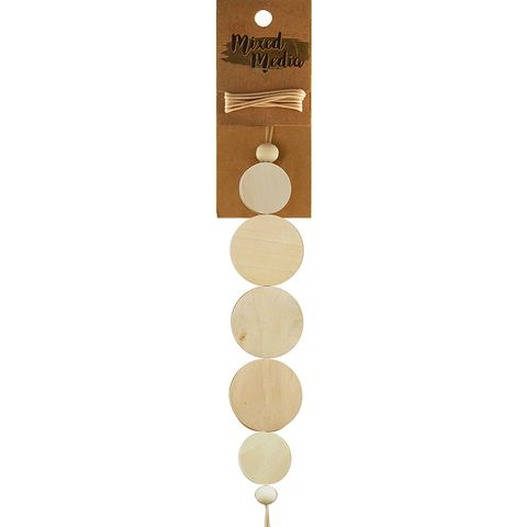 Flat Natural Wooden Beads 7 Pieces