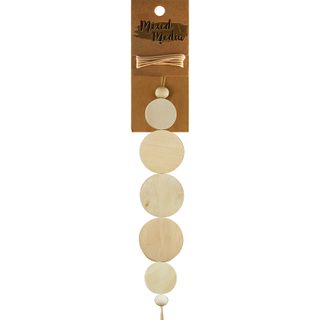 Flat Natural Wooden Beads 7 Pieces