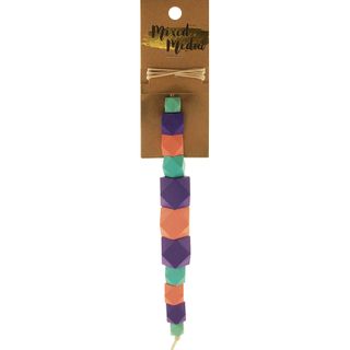 Bead Wooden Geo Bright 1m Twine + 11Pcs