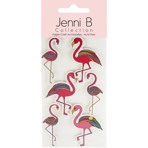 Jenni B Assorted Flamingo Stickers 6 Pc