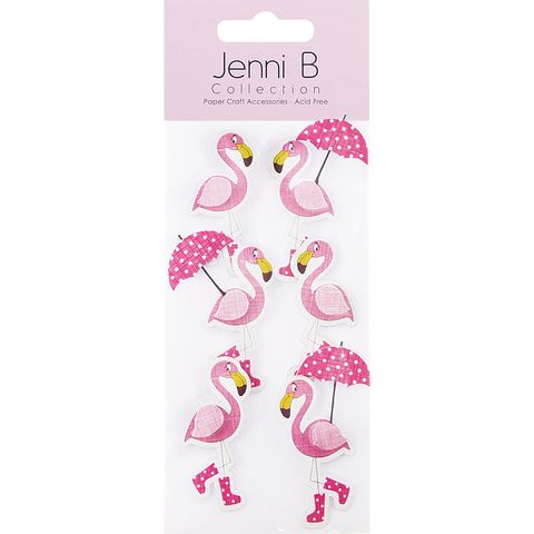 Jenni B Flamingo With Umbrella 6Pc