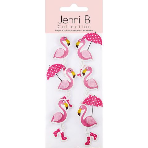 Jenni B Flamingo With Umbrella 6Pc