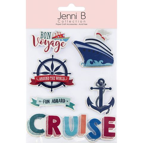 Assorted Cruise Theme Paper Sticker 6 Pc