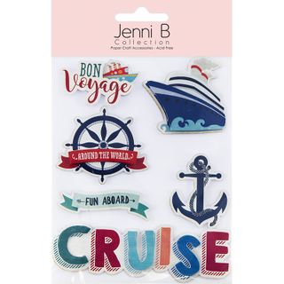 Assorted Cruise Theme Paper Sticker 6 Pc
