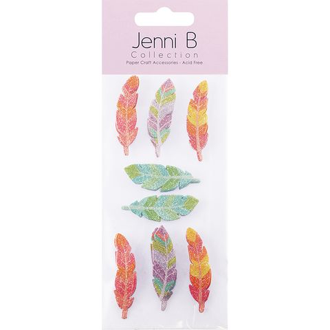 Jenni B Glitter Pastel Feathers 8Pc