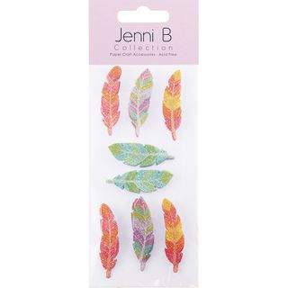 Jenni B Glitter Pastel Feathers 8Pcs