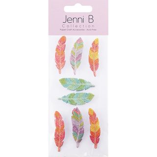 Jenni B Glitter Pastel Feathers 8Pc